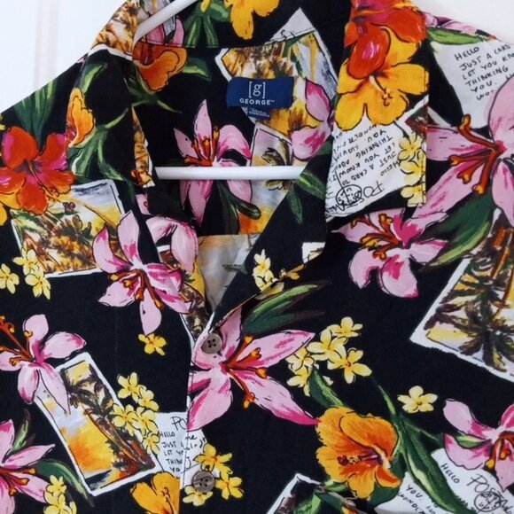 George Tropical Hawaiian Button Up Shirt Men's Lg 42-44 Short Sleeve 100% Rayon - Picture 4 of 6